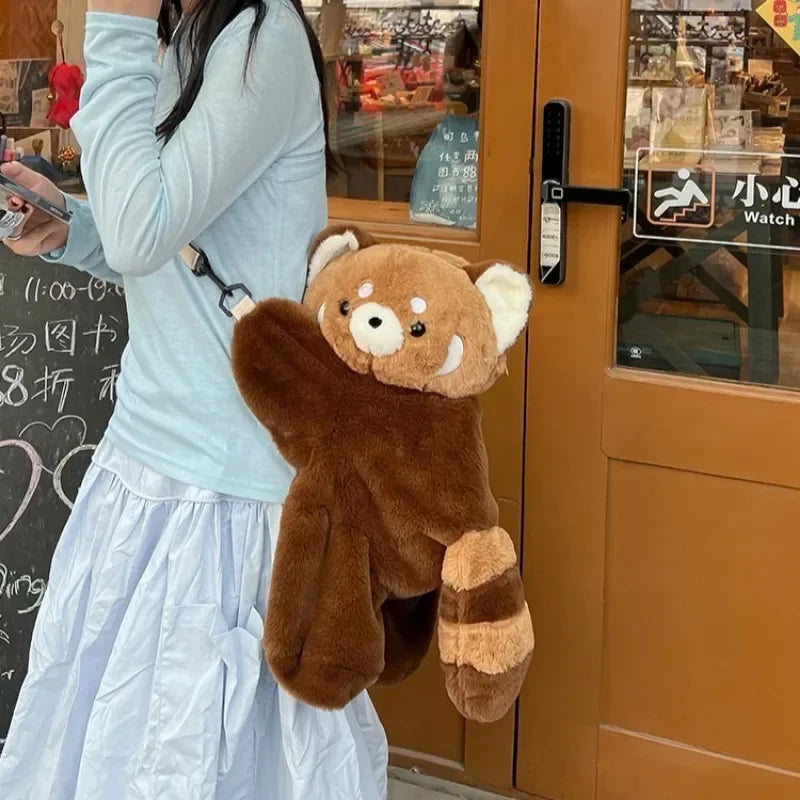 Red Panda Plush Backpack Crossbody Bag For Travel Everyday