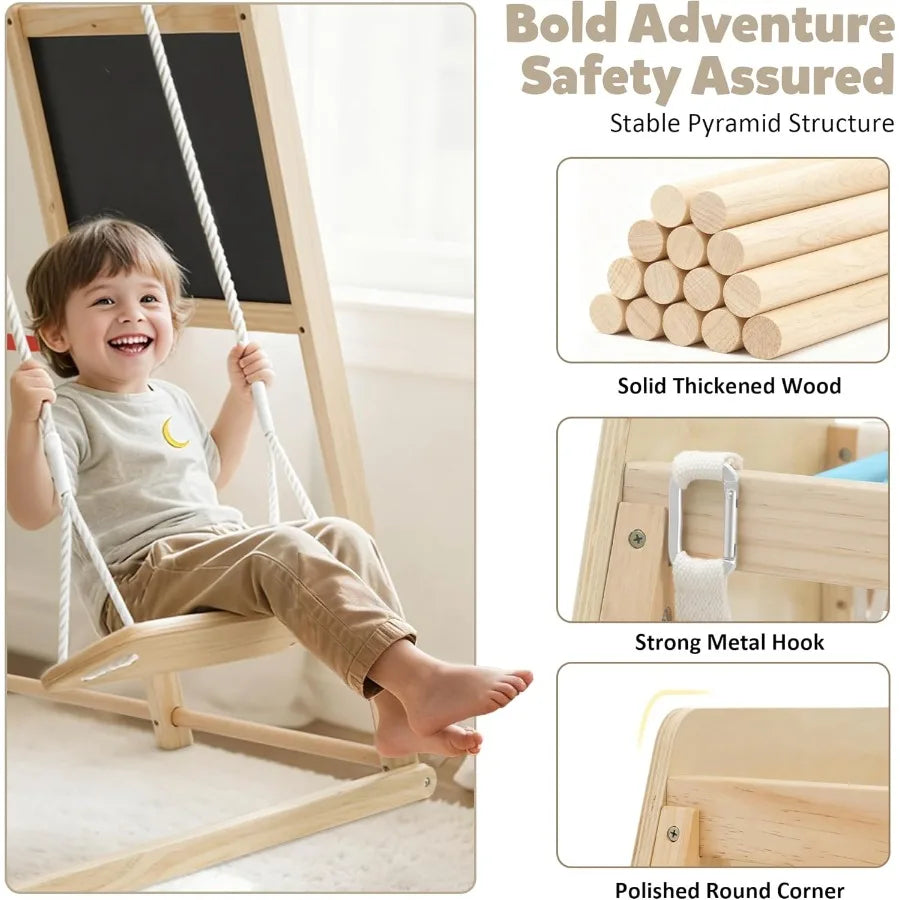 Indoor Jungle Gym 10 In 1 Wooden Montessori Climber