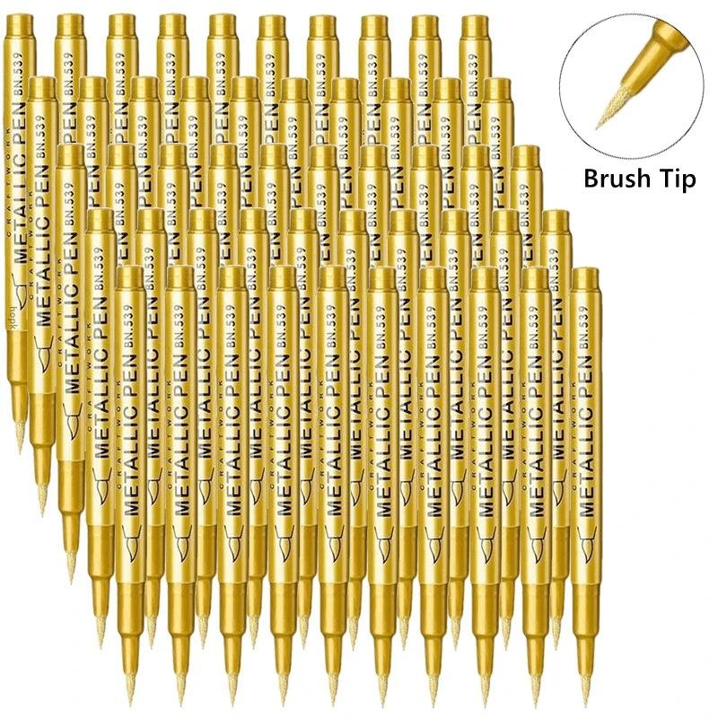 Metallic Paint Pens | Brush Tip Nib | Non Erasable Ink | 1 To 50 Pack