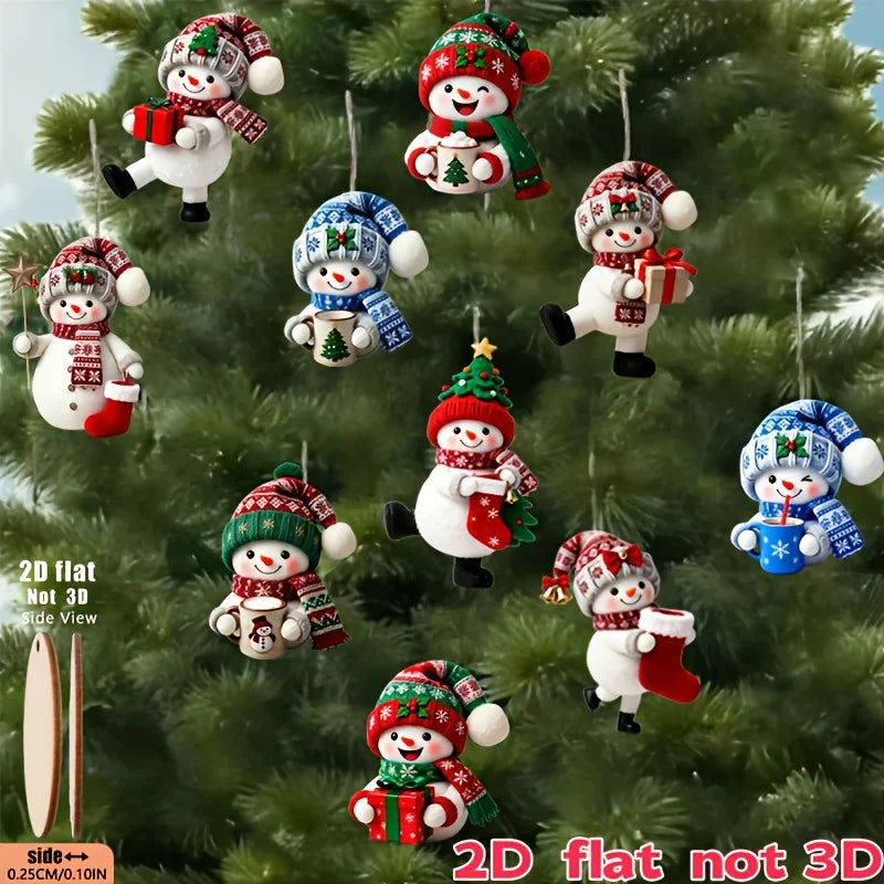 Hanging Snowman Ornaments | 15 Piece Set | Assorted Designs | Festive Decor
