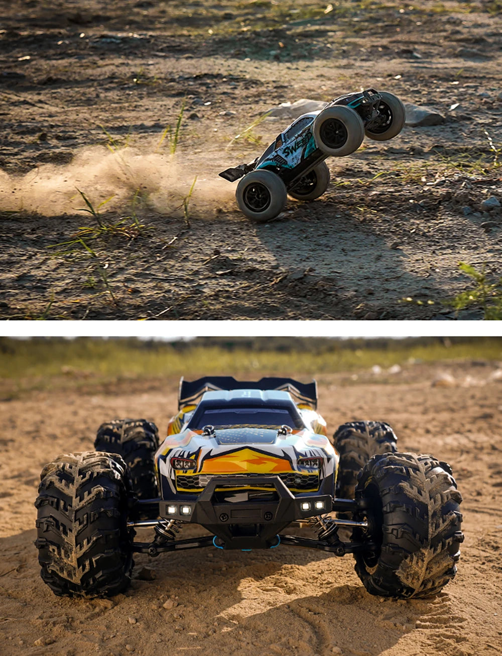 RC High-Speed 1:16 4WD Brushless Remote Control Monster Truck - 75KM/H Off-Road Adventure with LED Lights for Boys