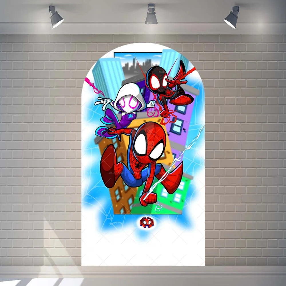 Photography Backdrop | Spider Man Theme | Polyester Fabric | Custom Name And Age