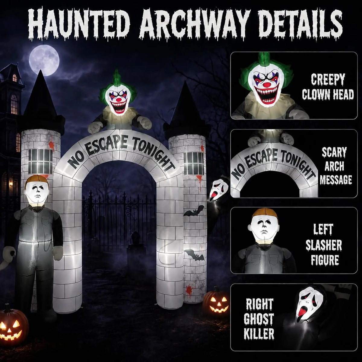 Halloween Inflatable Arch | Built In Led Lights | 10 Foot Tall | Lawn Decor