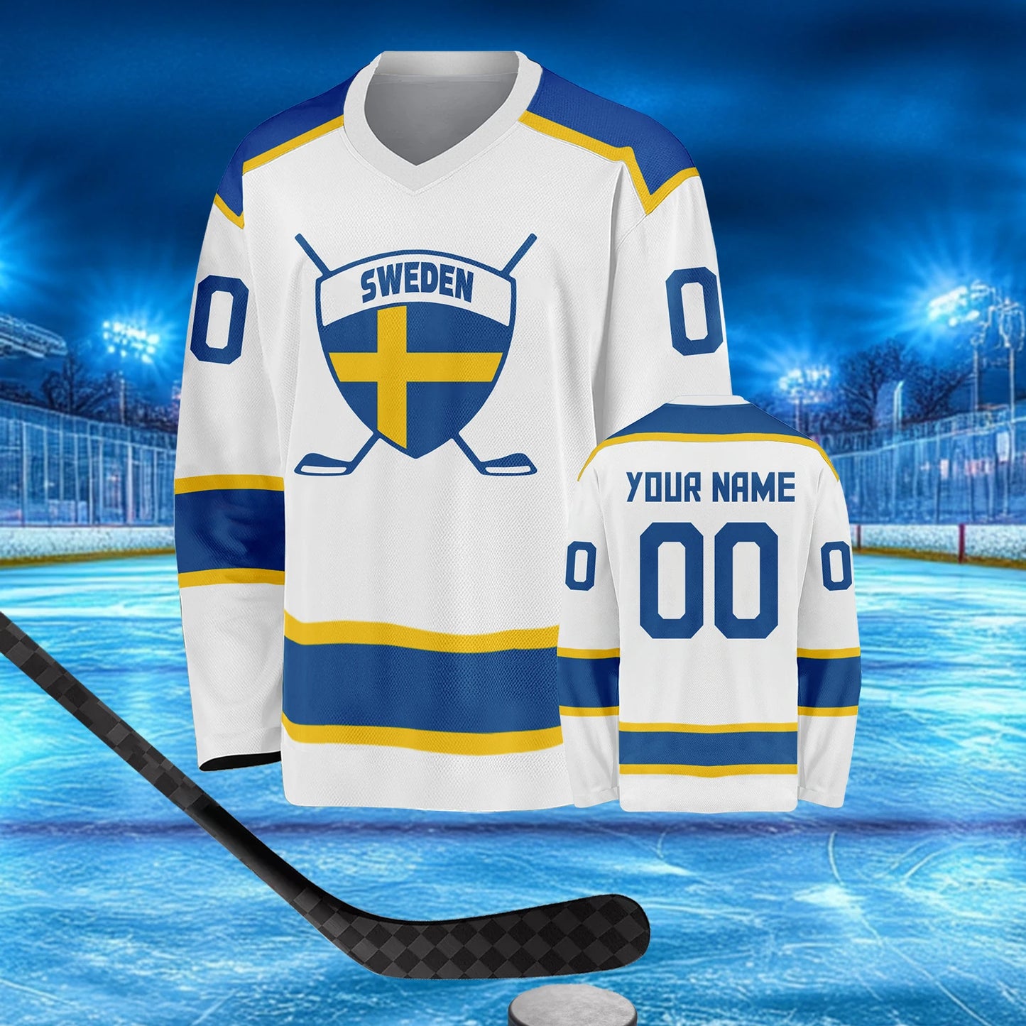 Personalized Sweden Ice Hockey Jersey - Customizable Sports Gift for Men, Women, Youth & Kids