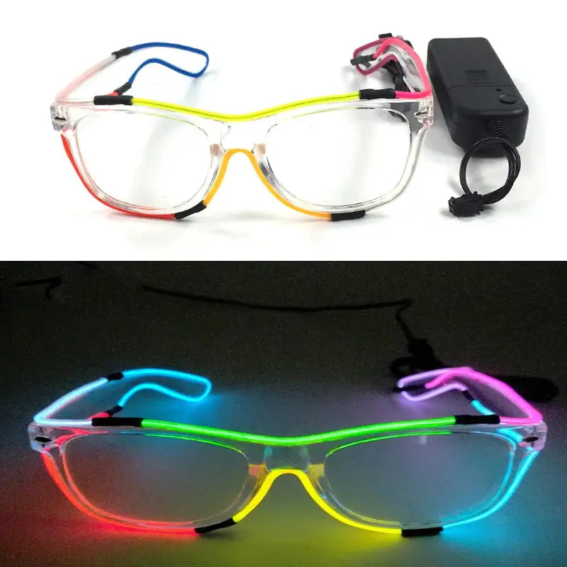 Fashion Luminous Decorative Glasses Neon Light Decoration LED Sunglasses For Nightclub DJ Dance Music Rave Costume Night - ToylandEU
