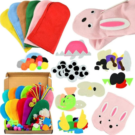 DIY Hand Puppet Craft Felt Set with 6 Colorful Puppets - ToylandEU