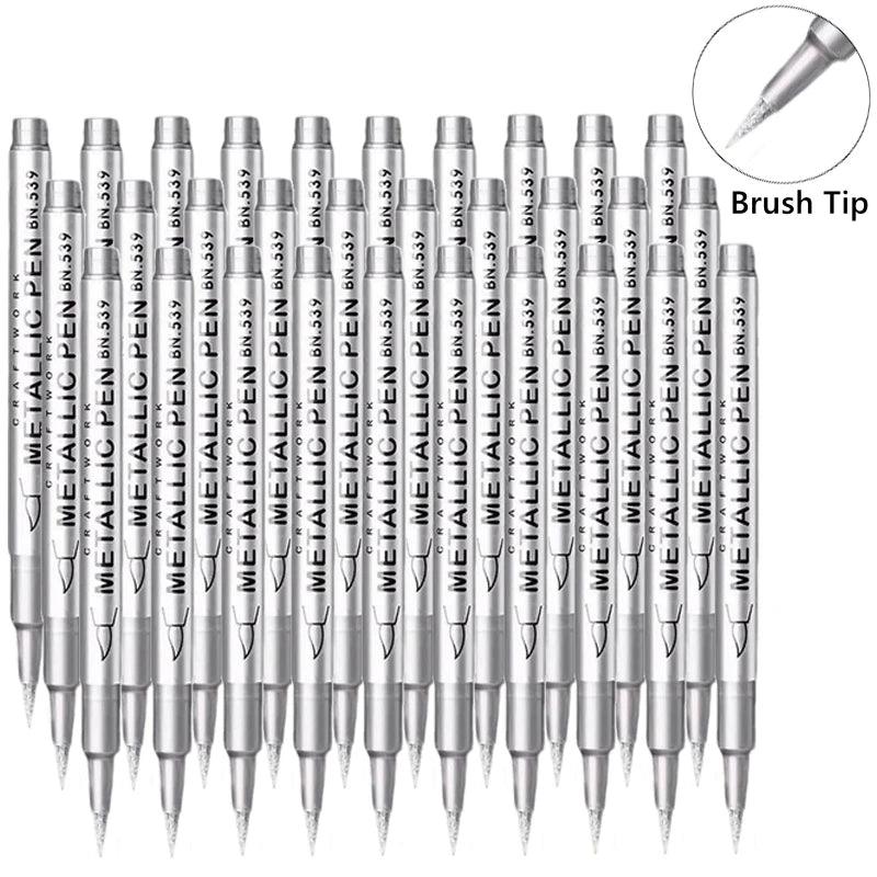 Metallic Paint Pens | Brush Tip Nib | Non Erasable Ink | 1 To 50 Pack