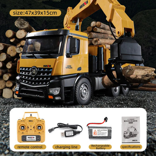 Remote Control Excavator Dump Truck with Wood Grabber - 1:14 Scale, 26 Channel Alloy Model ToylandEU.com Toyland EU