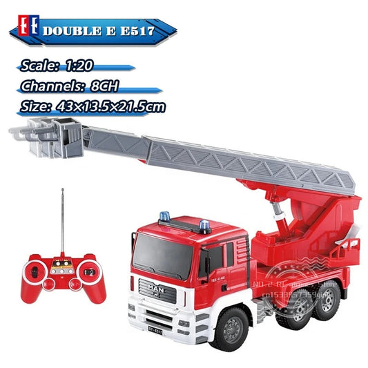 Remote Control Fire Truck Toy with Retractable Ladder and 360 Degree Rotation - ToylandEU