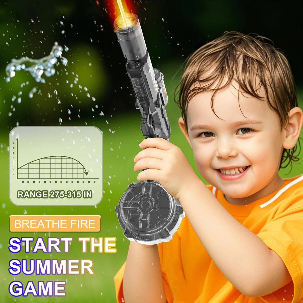 Water Gun | Automatic Operation | Outdoor Summer Toy | Blue Red Black Gray