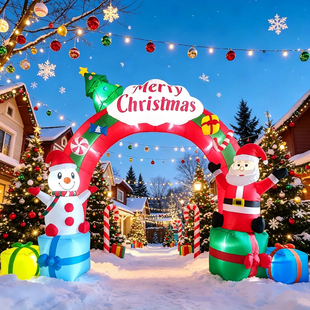 Christmas Inflatable Arch | 12.5ft | Led Lights With Blower | Front Yard Decor