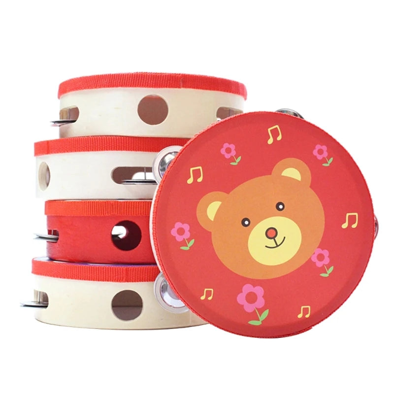 Small Wooden Tambourine with Metal Jingles - ToylandEU