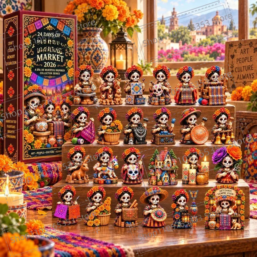 Advent Calendar | 2026 Day Of The Dead | 24 Piece 2D Acrylic Pendants | Festive Party Gift