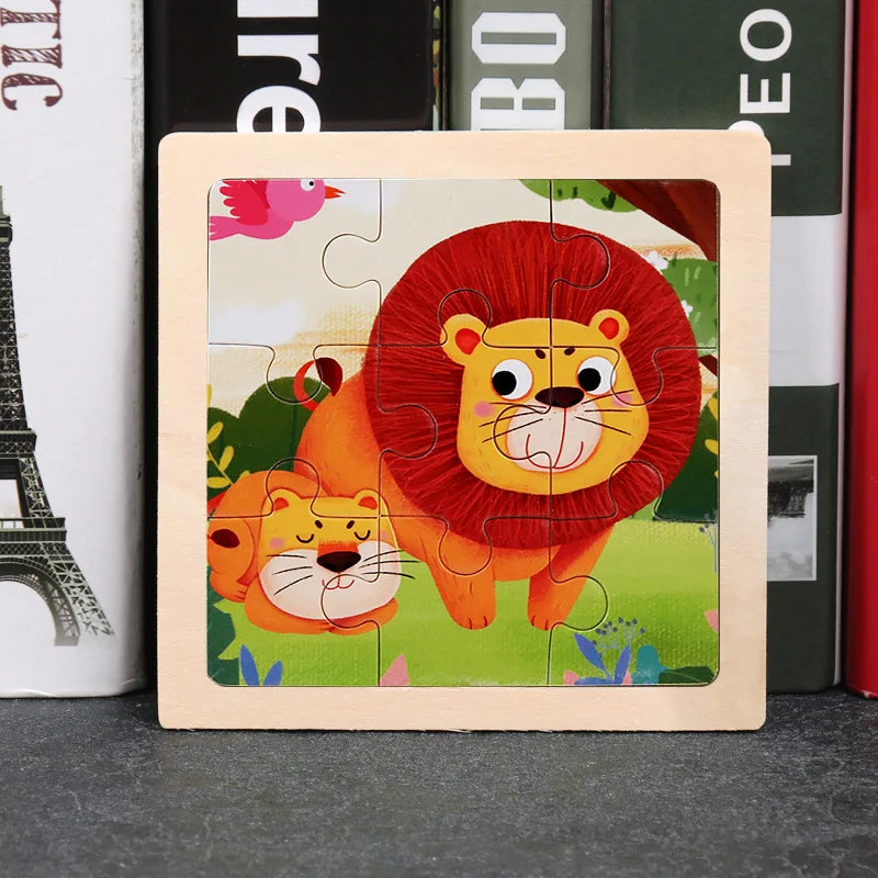 Wooden Jigsaw Puzzle | 11x11 cm | 3D Puzzle | Animal Cartoon Theme