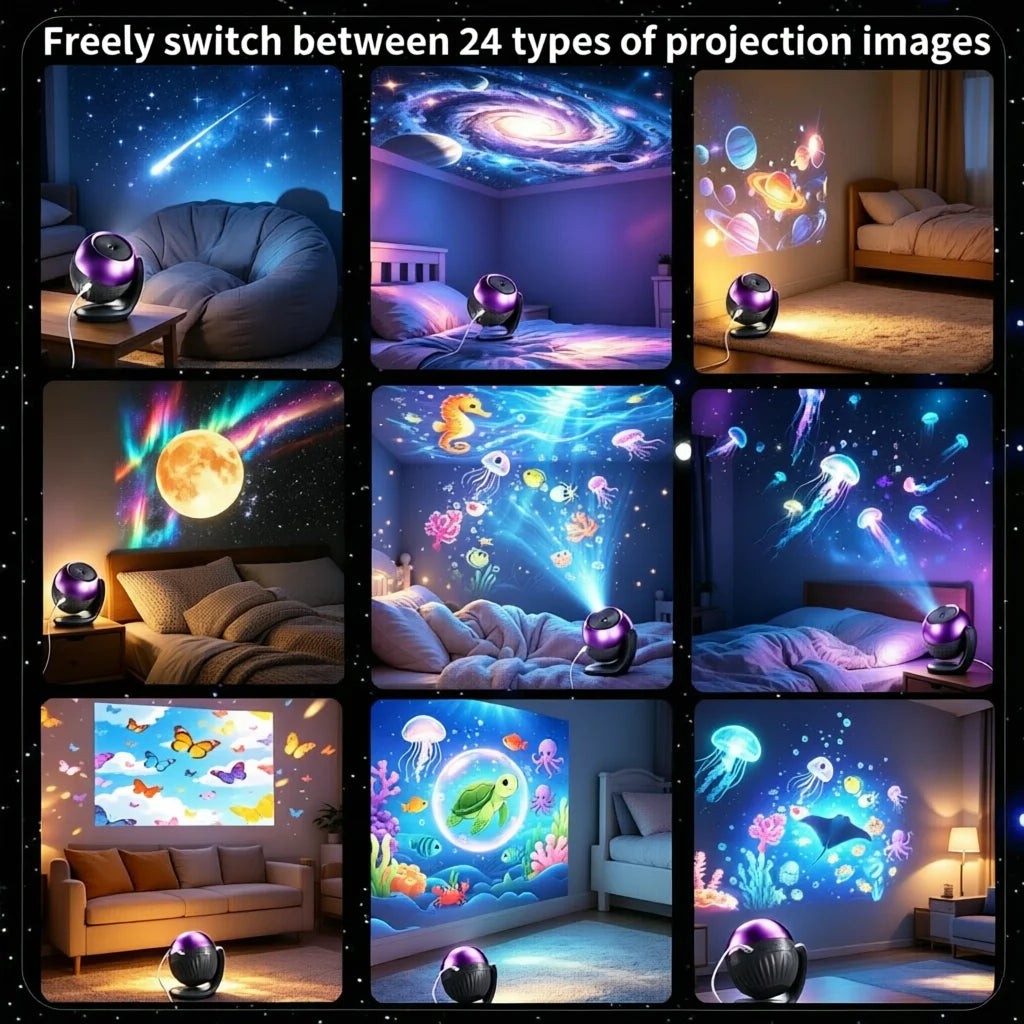 Galaxy Projector | 24 LED Modes | Rotating Starry Sky | Kids Night Light