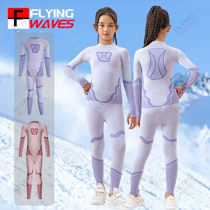 Kids Winter Base Layer Set | Quick Dry Fabric | Four Way Stretch | Sizes S M L