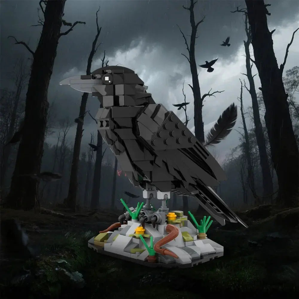 MOC Raven Model Building Blocks Sets Clever Raven Black Bird 3D Home Ornament Assembly Brick STEM Toy Adult Christmas Gifts - ToylandEU
