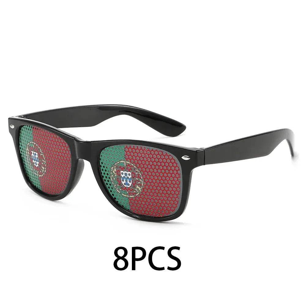 8PCS HD Vision Flag Sunglasses Football Match Fans Sun Glasses Comfortable Anti-slip Legs Sports Party Eyewear - ToylandEU