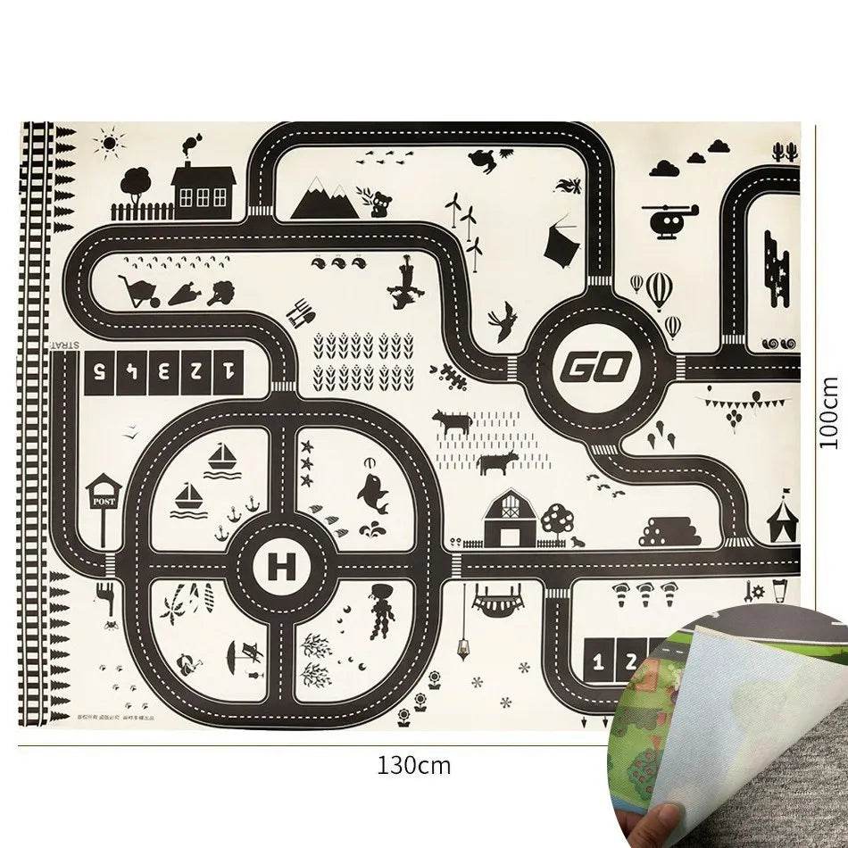 Children Playmat Activity Surface Waterproof Map Kids Animal Road Toy Baby Dinosaur Road Portable Carpet Farm Road Non-Toxic Mat - ToylandEU