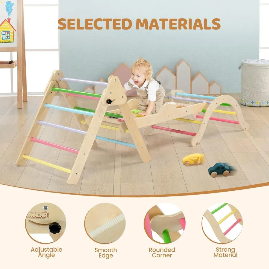 Montessori Pikler Triangle Climbing Set With Large Cushion