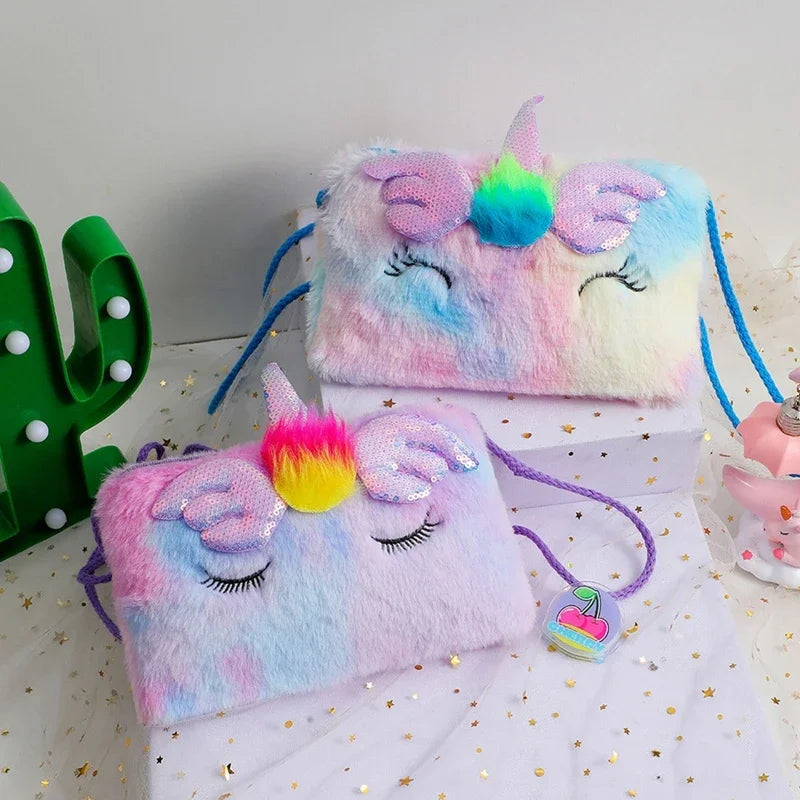 Cute  Unicorn Girls Crossbody Bags Soft Plush Kids Children's - ToylandEU