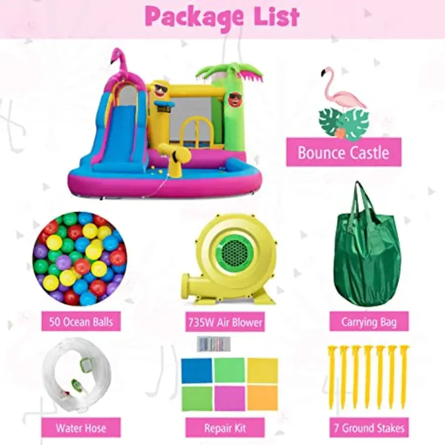 Inflatable Bounce House with Waterslide and Ball Pit for Outdoor Fun with Ocean Balls Bouncy Castle Water Slide for Big Backyar - ToylandEU