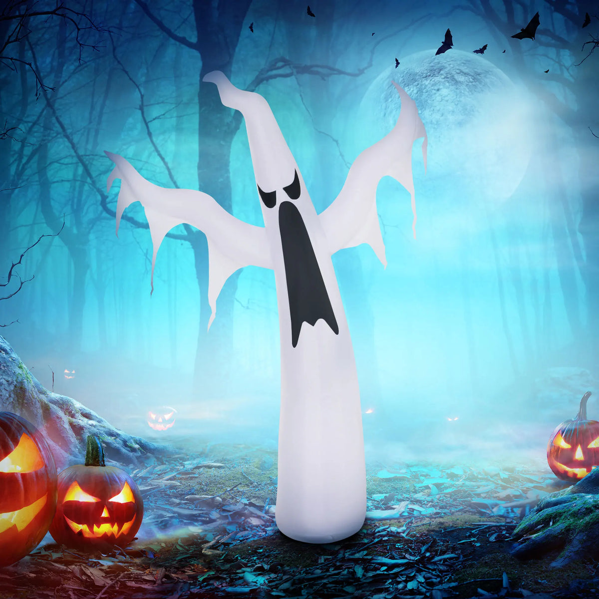 Outdoor Halloween Inflatable | 6 Ft Tall | White Ghost | Lawn Decor