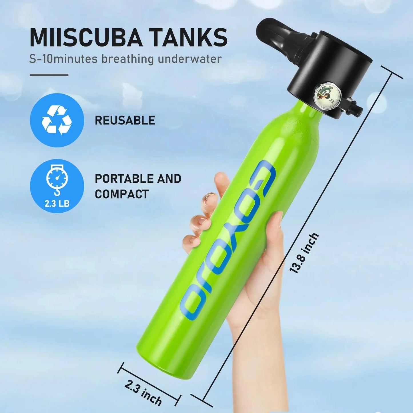 Mini Scuba Tank | 0.5L Capacity | Emergency Air Supply | 0.5L