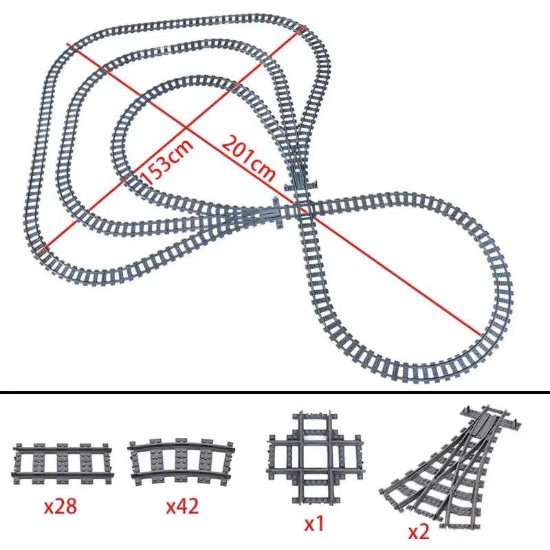 Flexible Train Tracks and Forked Crossing for Lego Compatible Blocks - ToylandEU