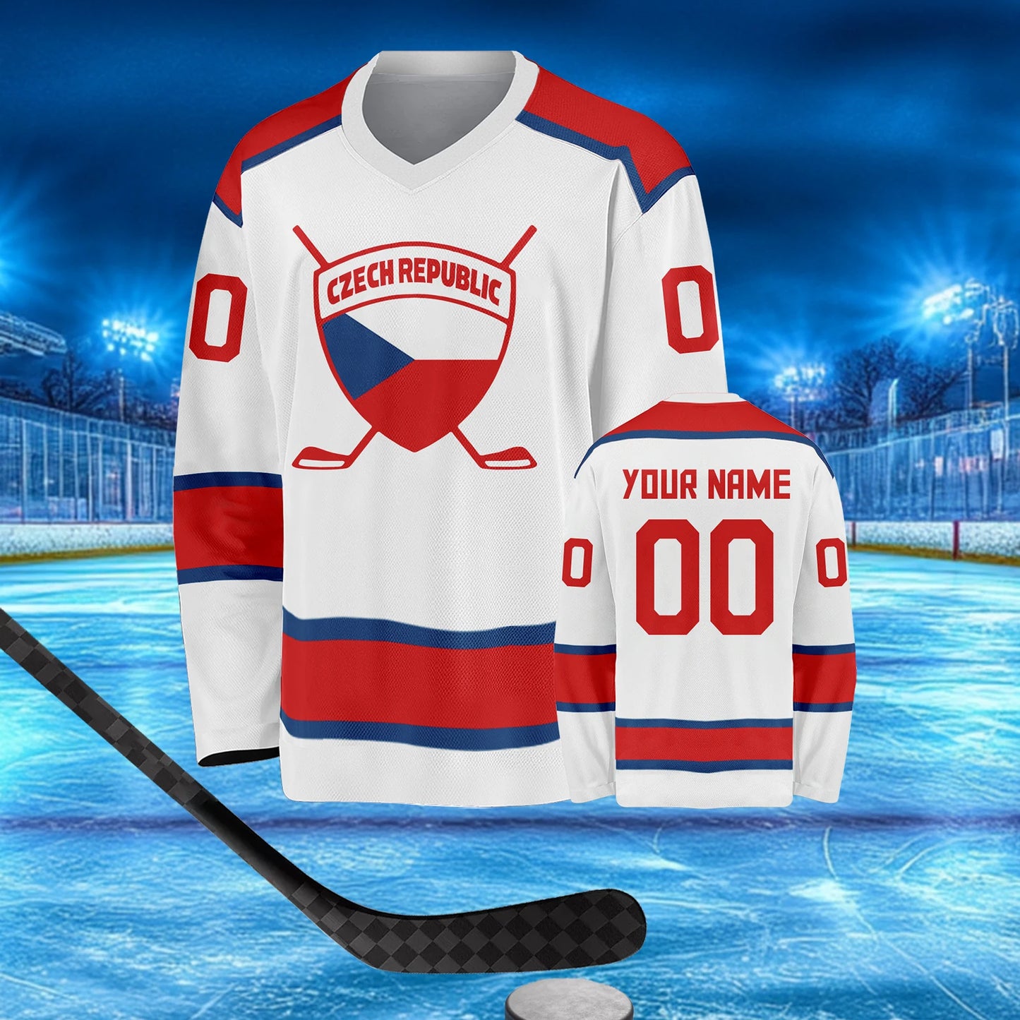 Personalized Czech Republic Ice Hockey Jersey for Men, Women, and Kids - Custom Name and Number Team Apparel