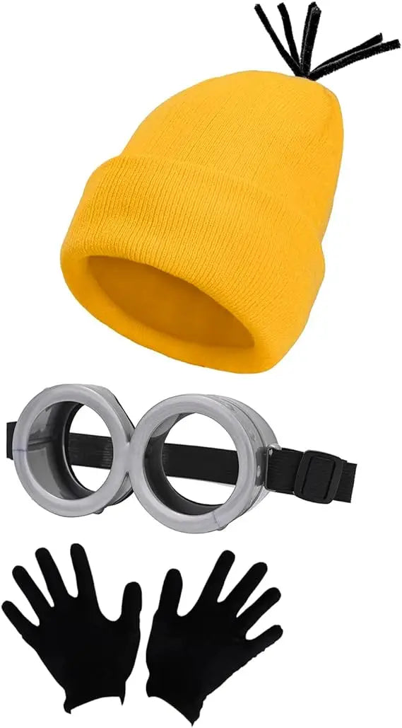 Steampunk Minions Cosplay Set: Goggles, Beanie & Gloves for Parties!