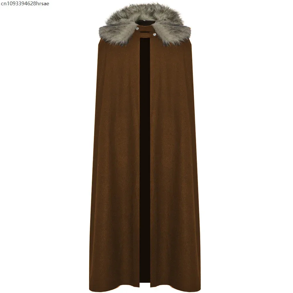 Medieval Viking Cape Coat With Fur Collar For Costume - ToylandEU