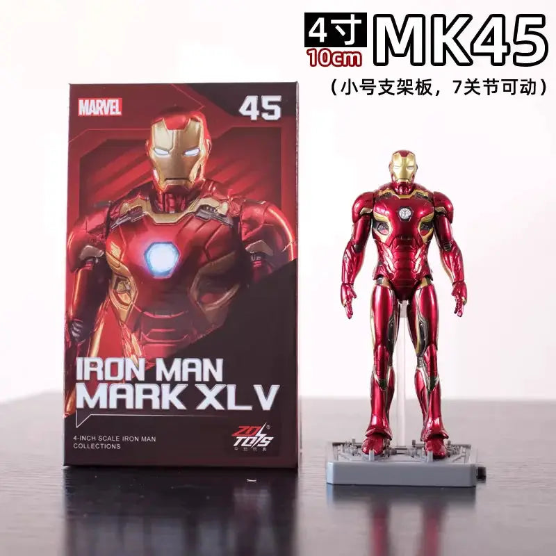 4 inches Original 1/10 ZD Toys Iron Man Action Figure MK1 MK2 MK3 MK4 MK5 MK6 MK7 Tony Stark Anime Doll Model Kids Birthday Gift - ToylandEU