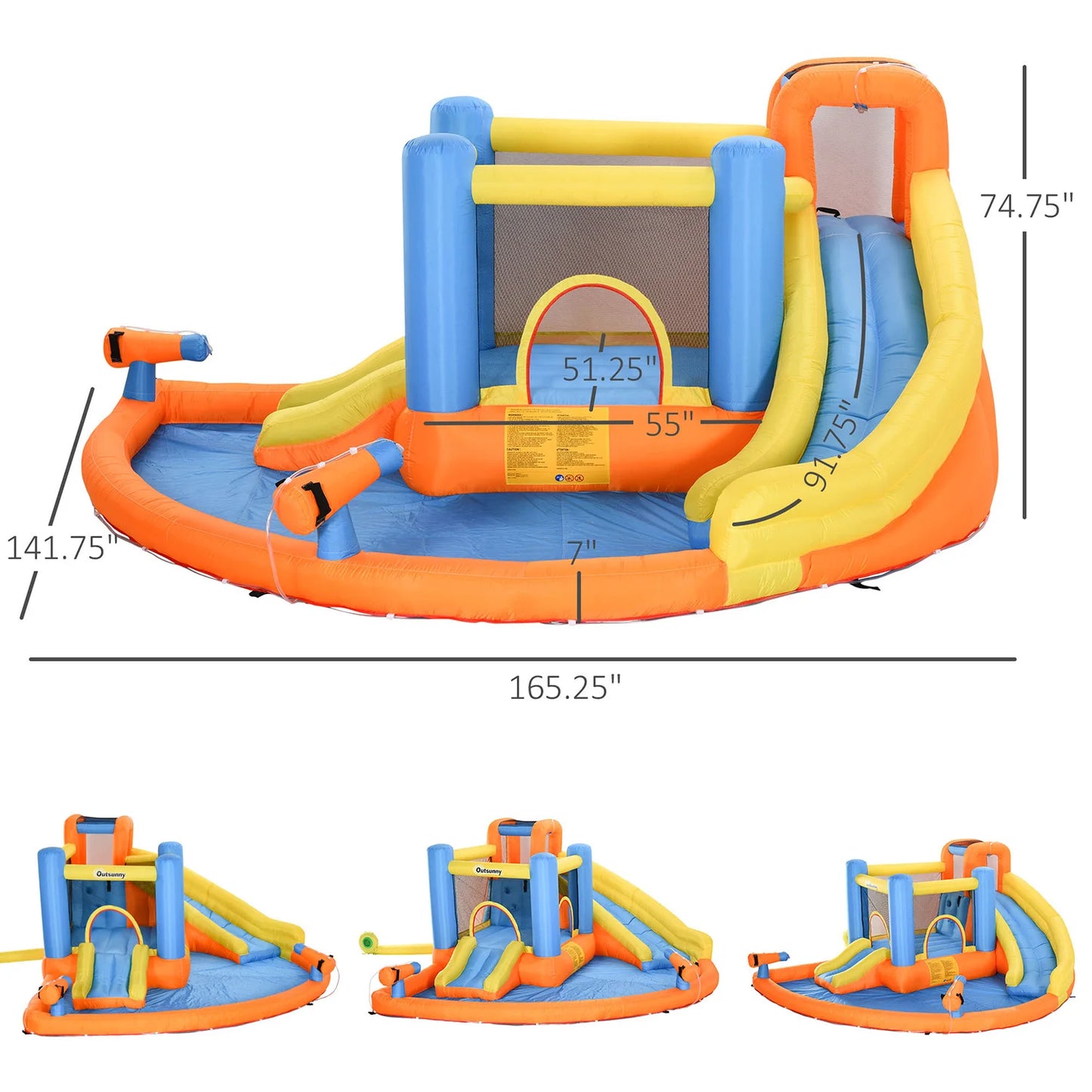 Inflatable Water Slide With Blower For Backyard Fun