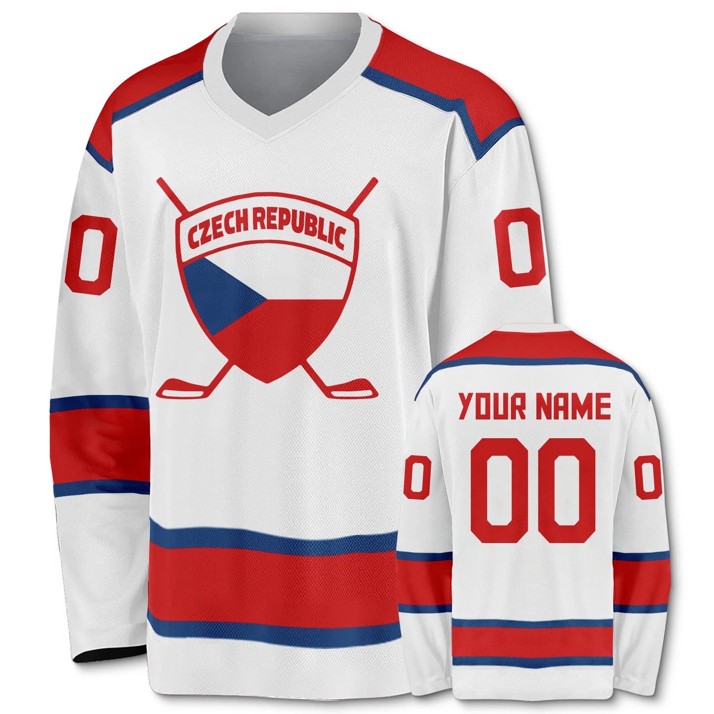 Personalized Czech Republic Ice Hockey Jersey for Men, Women, and Kids - Custom Name and Number Team Apparel