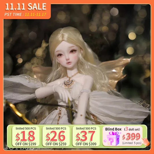 Fantasy Angel Firefly 1/6 Scale Nude Doll with Wings and Gradient Gold Guardian