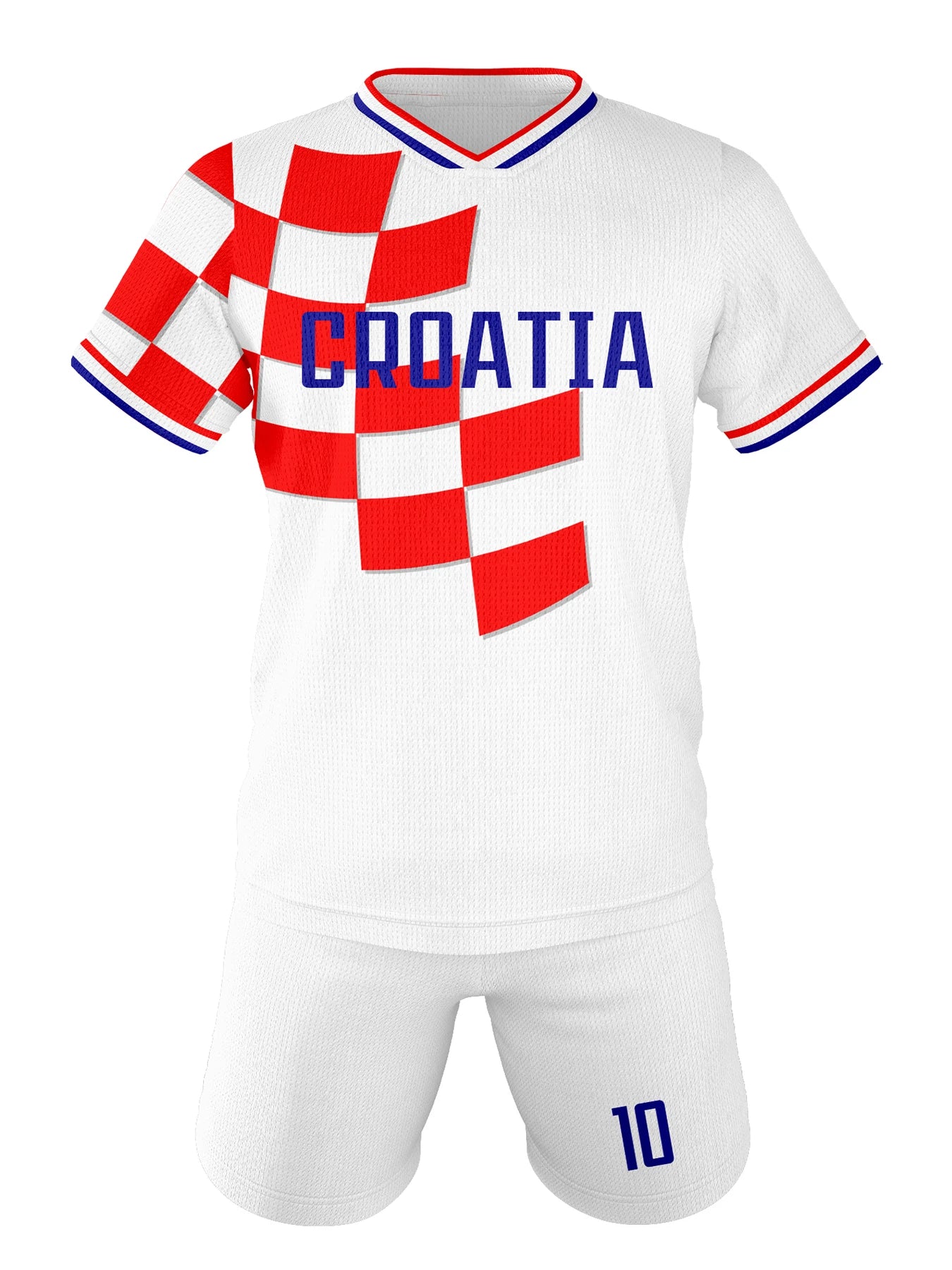 Youth Croatia Football Socce Jersey Set - Breathable Football Uniform with Number 10 for Kids