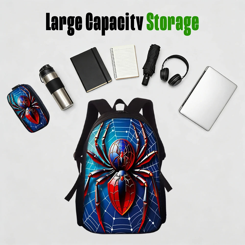 Backpack Set | Spider Print Design | Polyester Softback | 1pc-5pc