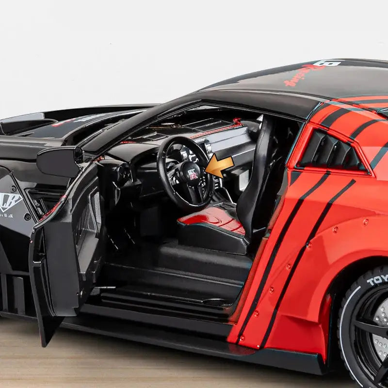 1/24 Silvia GTR GT-R R35 Alloy Sports Car Model Diecast Metal Racing Vehicles Car Model Sound and Light With Spray Kids Toy Gift - ToylandEU