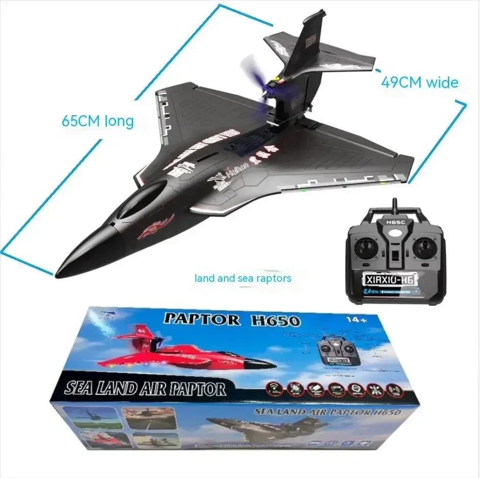 RC Lightweight and Crash-Resistant Raptor H650 All-Terrain Remote-Controlled Aircraft for Water, Land, and Air Fun