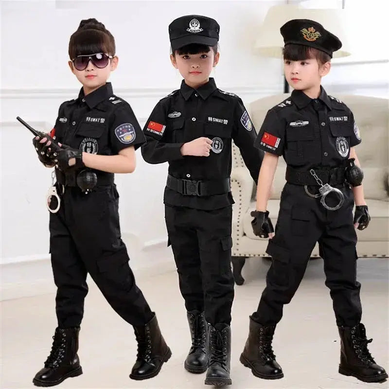2025 Halloween Kinderen Politieagent Cosplay Kostuums Kids Kerstfeest Carnaval Politie Uniform Halloween Jongens Leger Kleding - ToylandEU