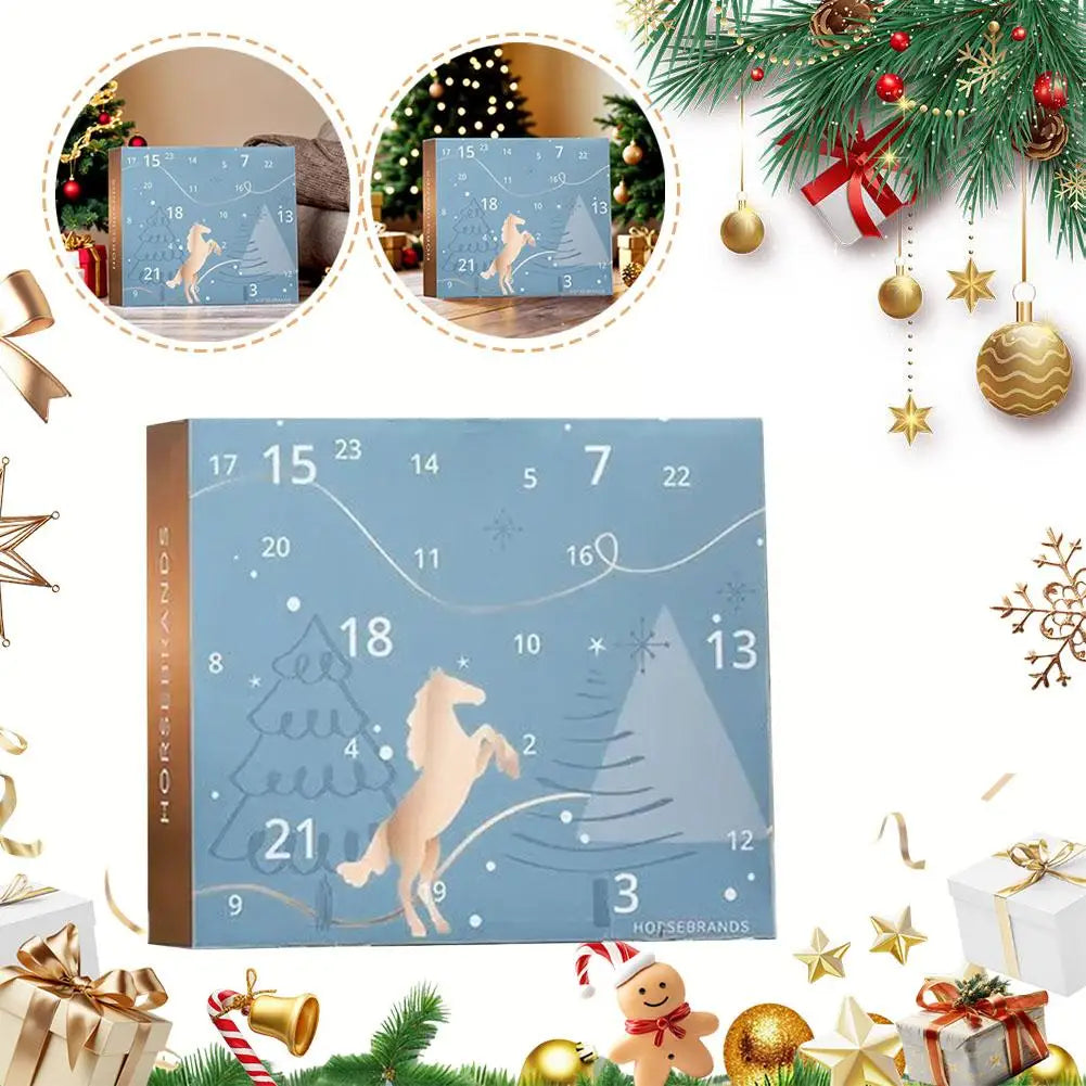Advent Calendar | Horse Theme Paper Doors | 32 x 22 x 4 cm | Gift For Riders And Equestrian Lovers
