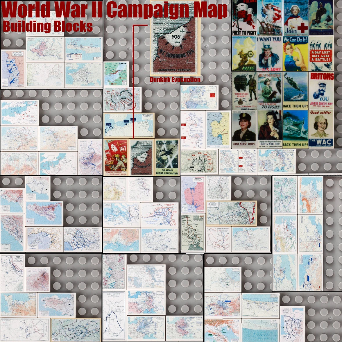 Building Bricks | WWII Western Front Theme | Printed Tile Terrain | Ages 8 Plus