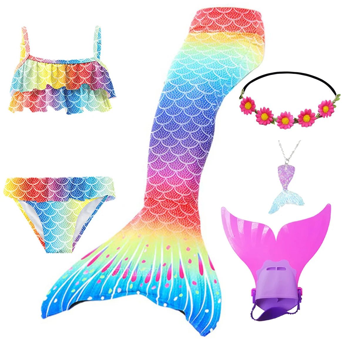 Mermaid Costume For Girls With Tail And Monofin Cosplay Ready