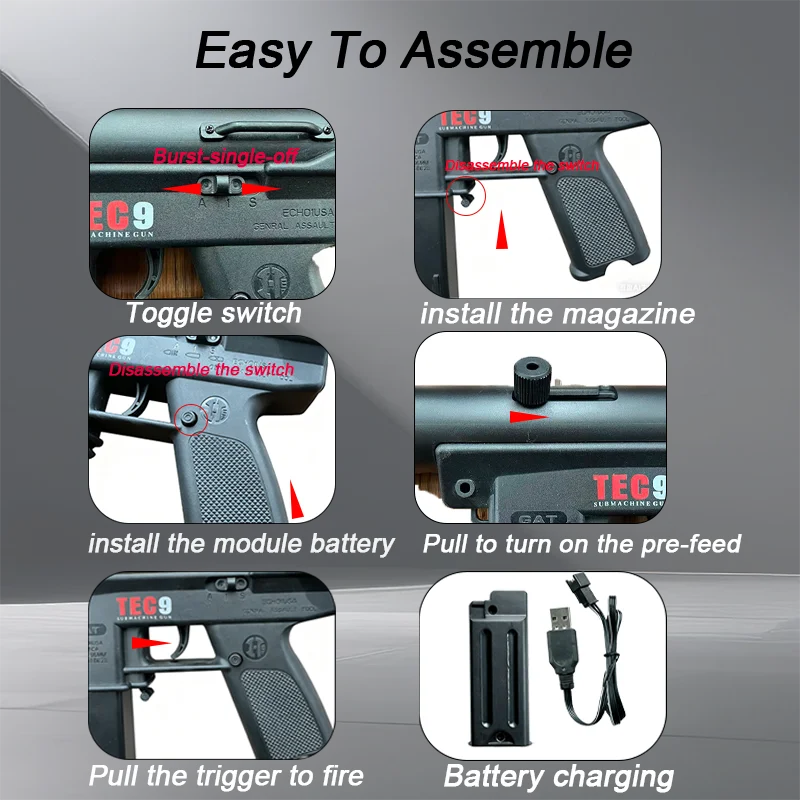 Toy Gun | Rechargeable Lithium Battery | USB Charging | Ages 3-6