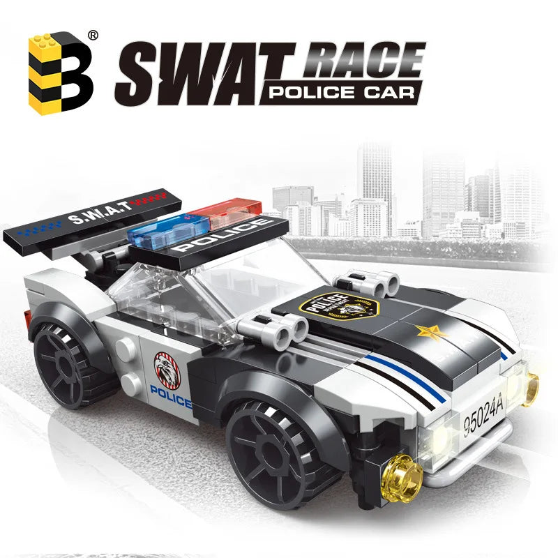 Black Police Car Building Blocks Toy Set