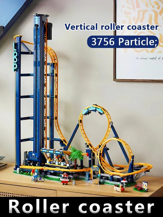 Blue Roller Coaster Building Blocks Set High Difficulty