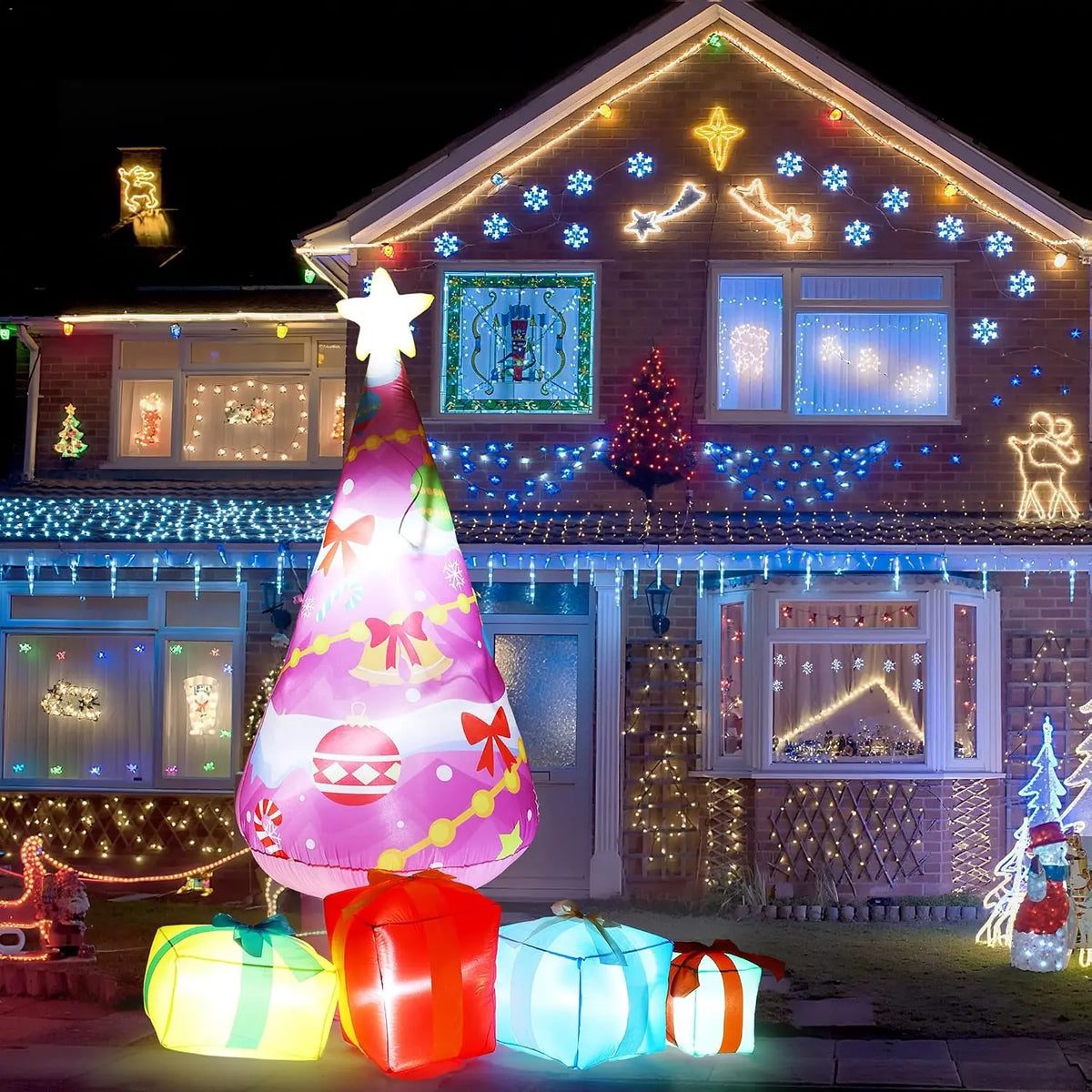 Pink Inflatable Christmas Tree | Built In LED Lights | 7 Ft | Yard Decor