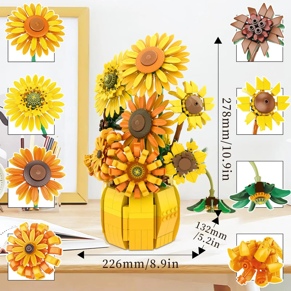 Sunflower Building Blocks | Compatible With Lego | Small Assembly Model Toy