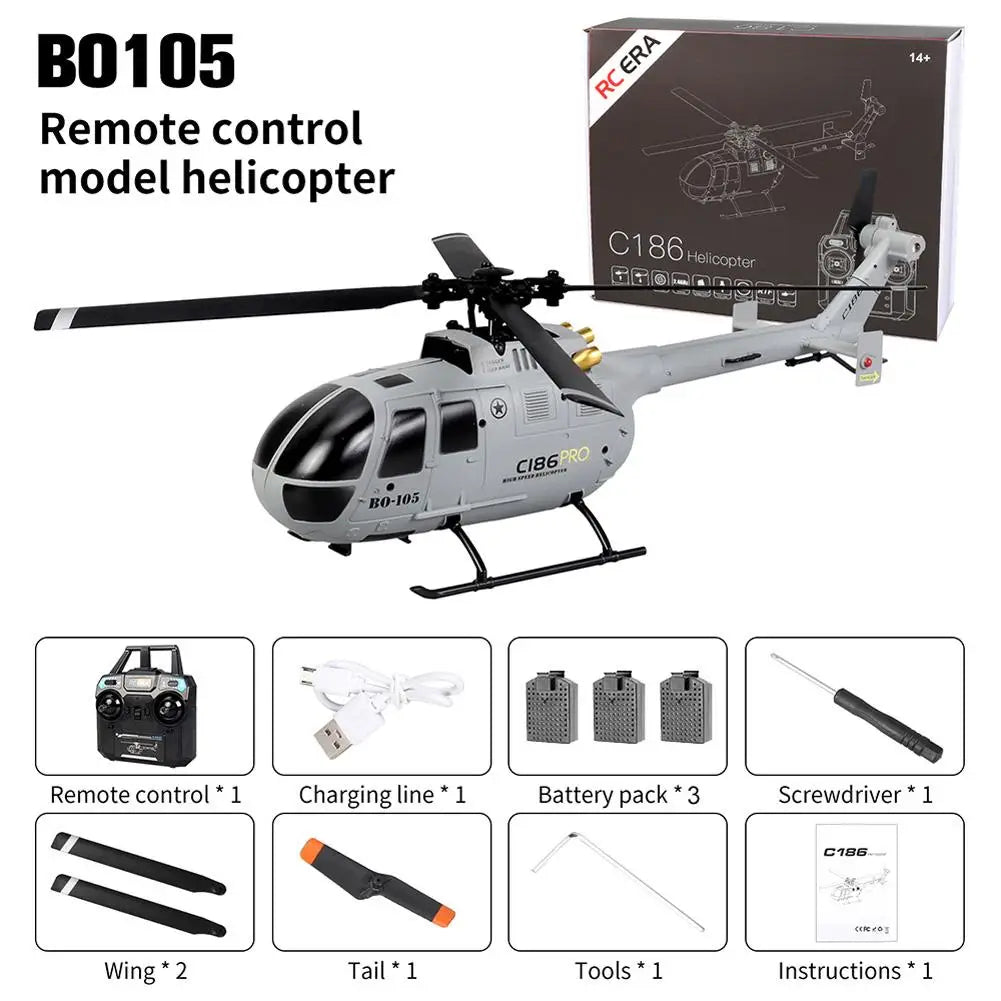 C186 Pro 2.4GHZ Remote Control Helicopter 4CH BO105 6-shaft Gyroscope - ToylandEU